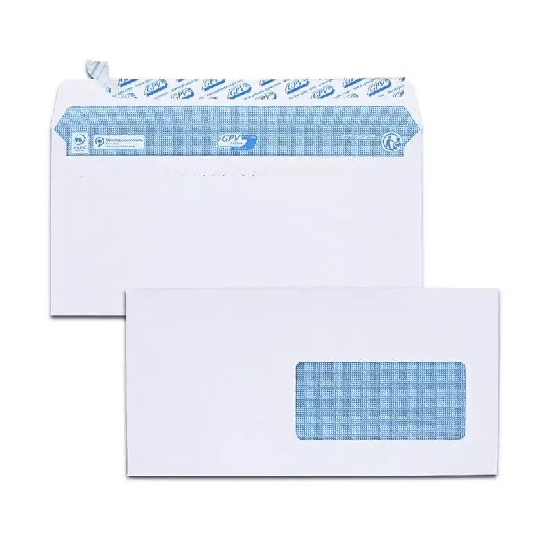 GPV 200 Enveloppes, DL, 110 x 220 mm, blanc, avec fenêtre