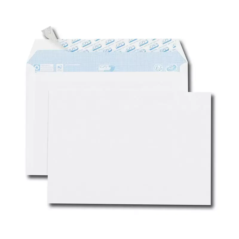 GPV 50 enveloppes blanches C5 162x229 80 g/m² sans fenêtre avec bande de protection