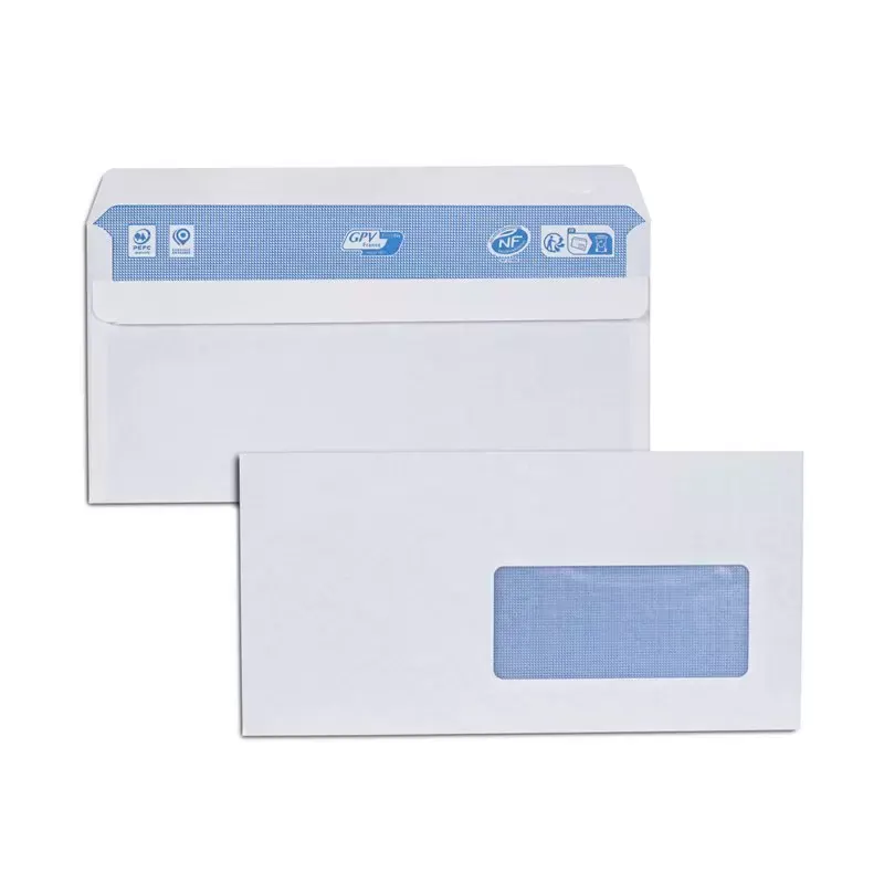 GPV Enveloppes DL 110 x 220 mm  blanc - fenêtre à droite