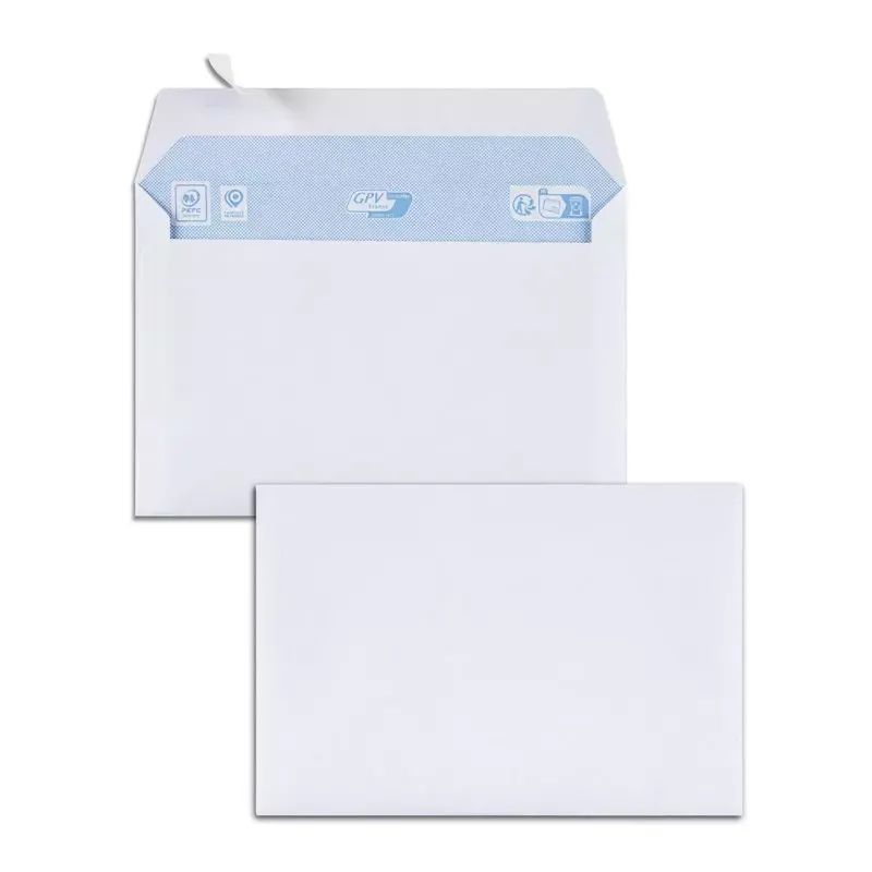 GPV Everyday - Boîte de 500 enveloppes blanches B6R 120 x 176 mm, sans fenêtre, bande de protection, 80 g/m²