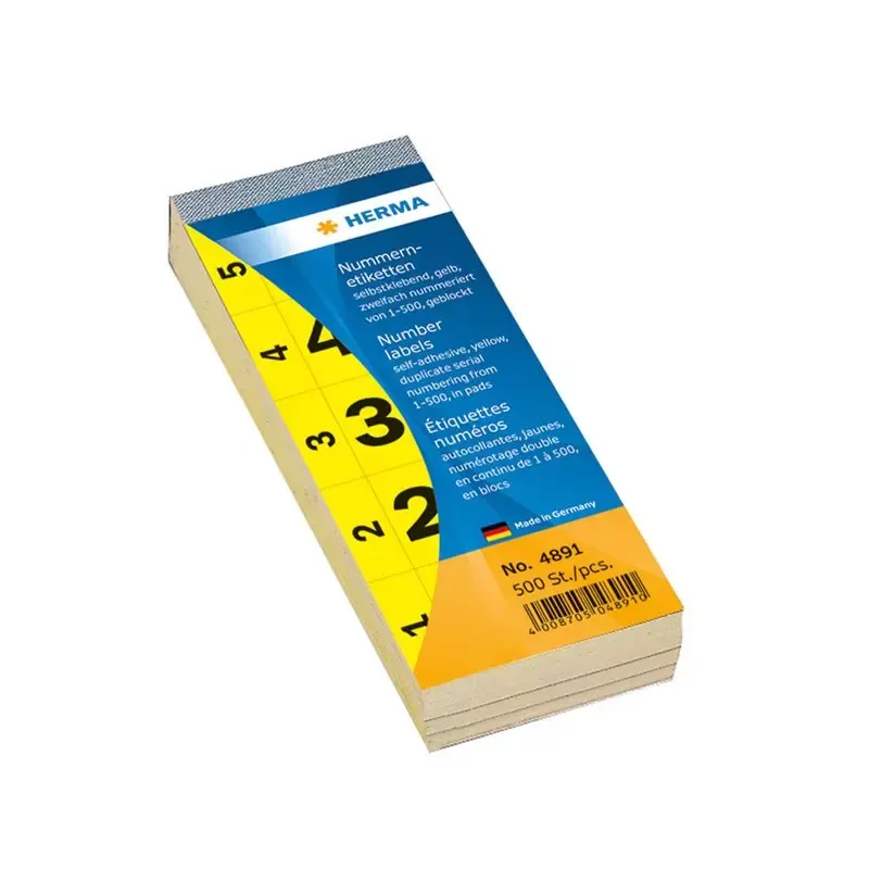 HERMA bloc de numérotation - autocollant - 28 x 56 mm - jaune
