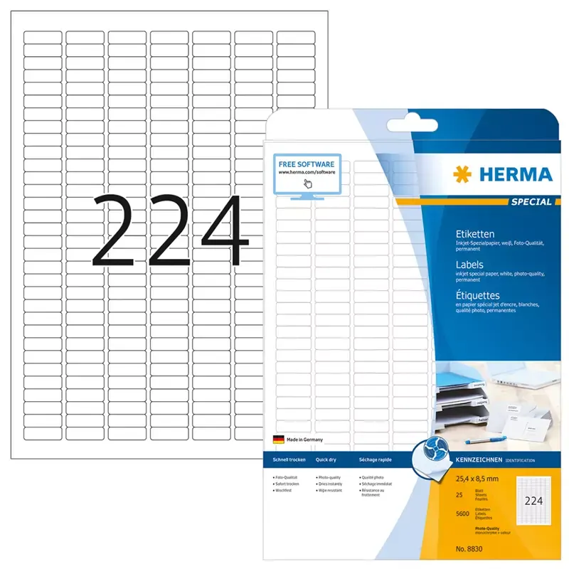 HERMA étiquettes InkPrint spécial pour jet d'encre - blanc - 25.5x8.5