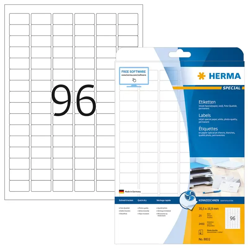 HERMA étiquettes InkPrint spécial pour jet d'encre - blanc - 30.5x16.9