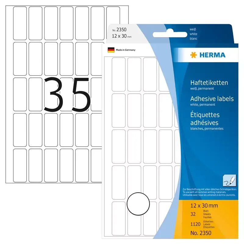 HERMA étiquettes multi-usage - 12 x 30mm - blanc - grand paquet