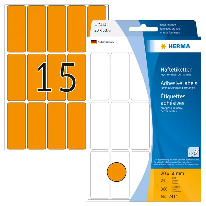 HERMA étiquettes multi-usage -20 x50 mm - orange fluo -