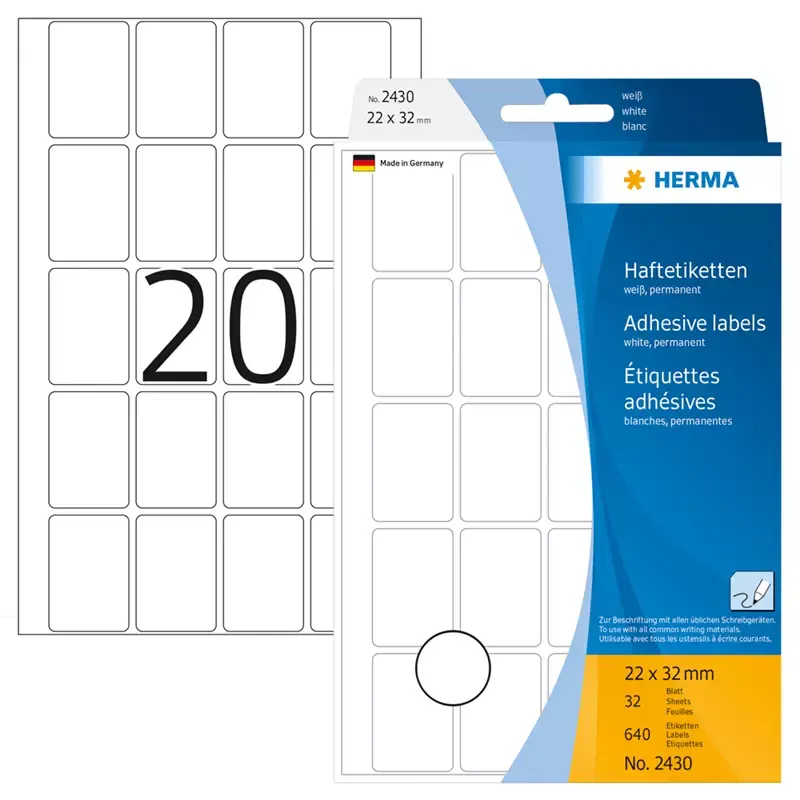 HERMA étiquettes multi-usage - 22 x 32mm - blanc - grand paquet