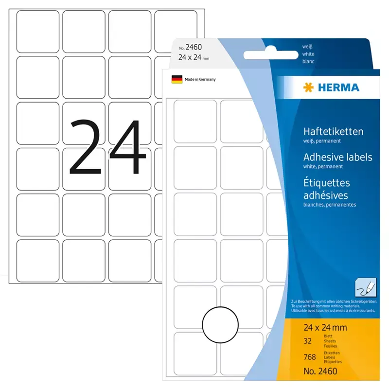 HERMA étiquettes multi-usage - 24 x 24mm - blanc - grand paquet