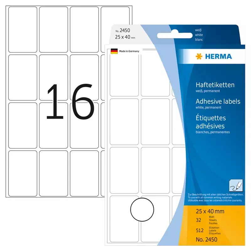 HERMA étiquettes multi-usage - 25 x 40mm - blanc - grand paquet