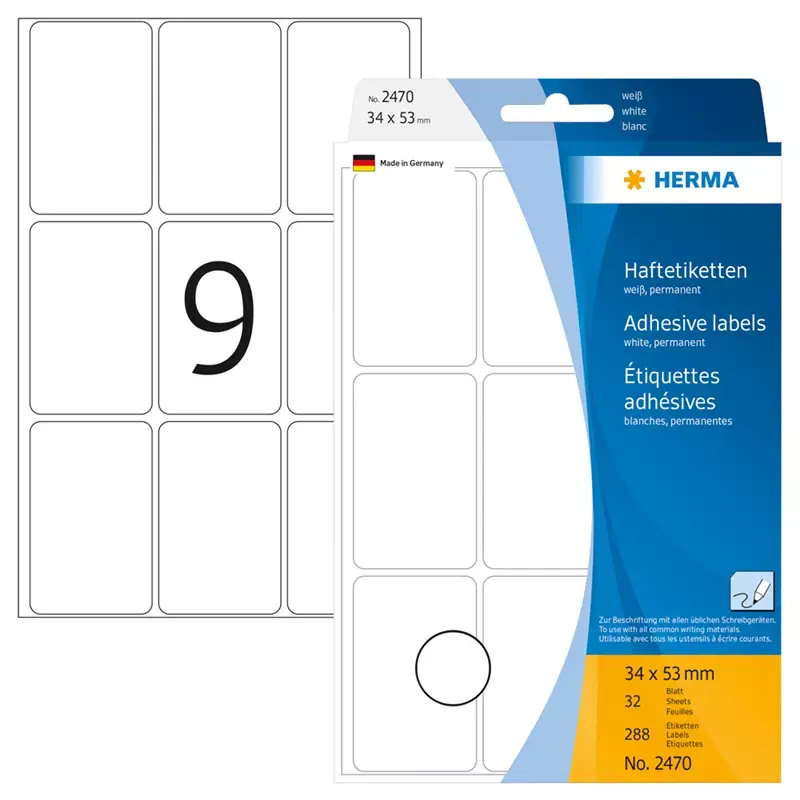 HERMA étiquettes multi-usage - 34 x 53mm - blanc - grand paquet