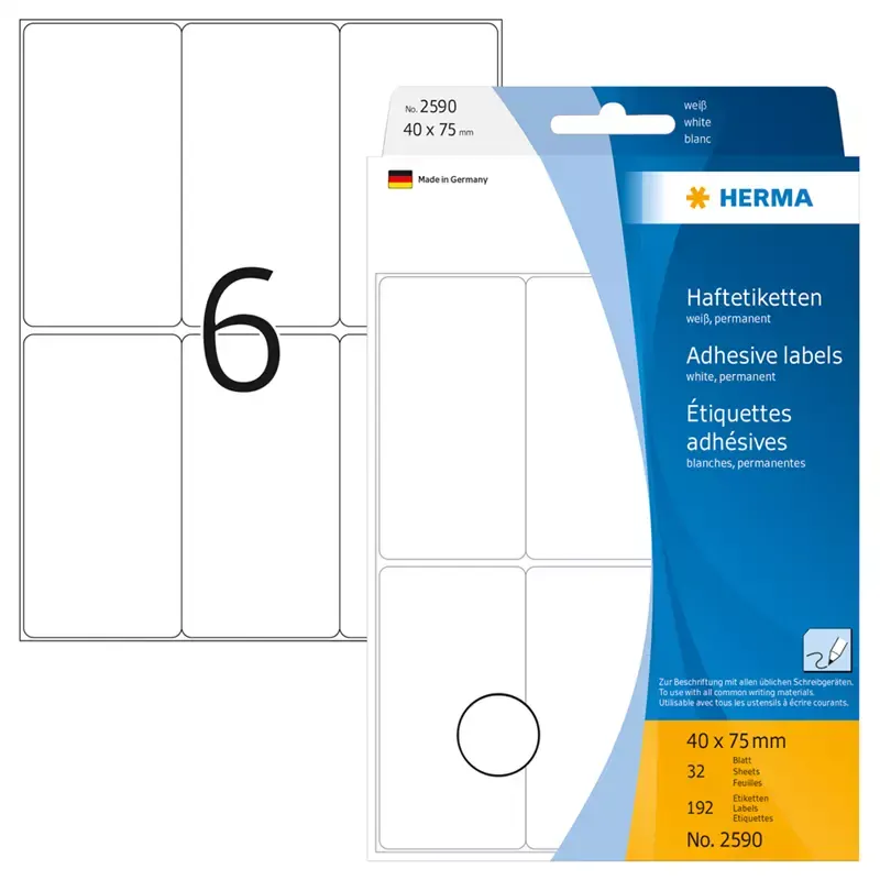 HERMA étiquettes multi-usage - 40 x 75mm - blanc - grand paquet