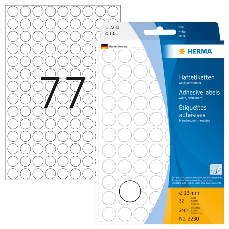 HERMA étiquettes multi-usage - diamètre: 13 mm - blanc