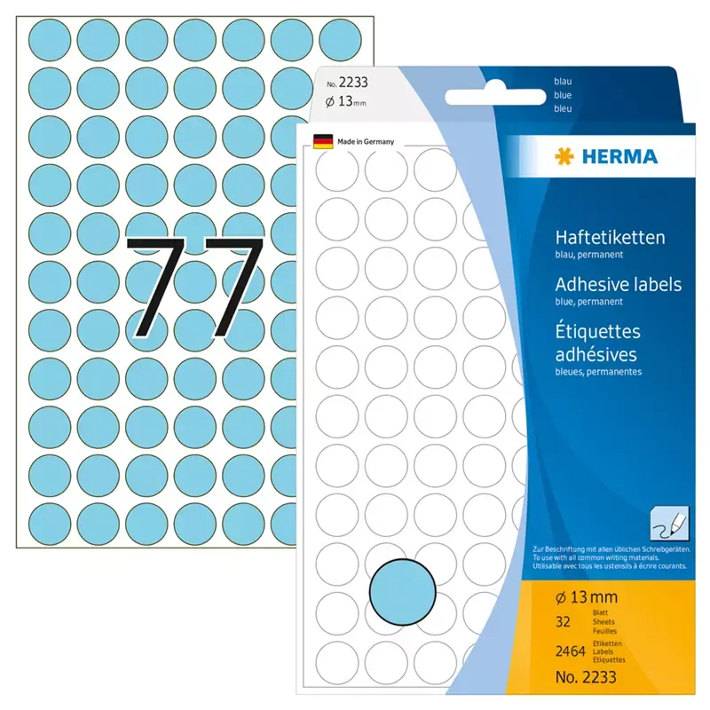 HERMA étiquettes multi-usage - diamètre: 13 mm - bleu