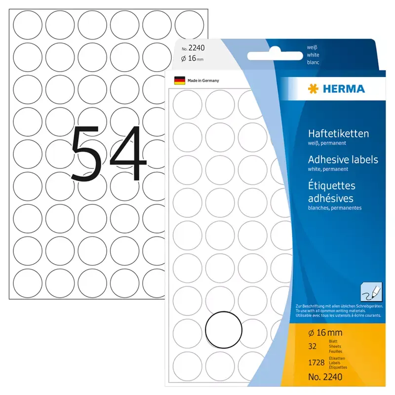 HERMA étiquettes multi-usage - diamètre: 16 mm - blanc