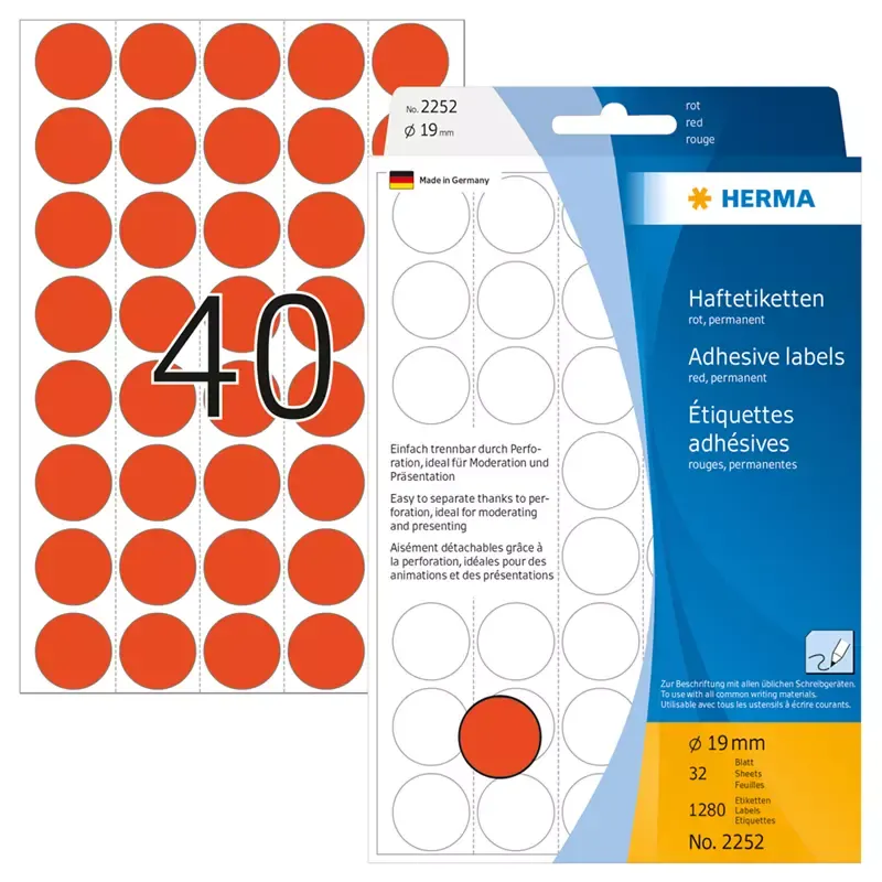 HERMA étiquettes multi-usage - diamètre: 19 mm - rouge