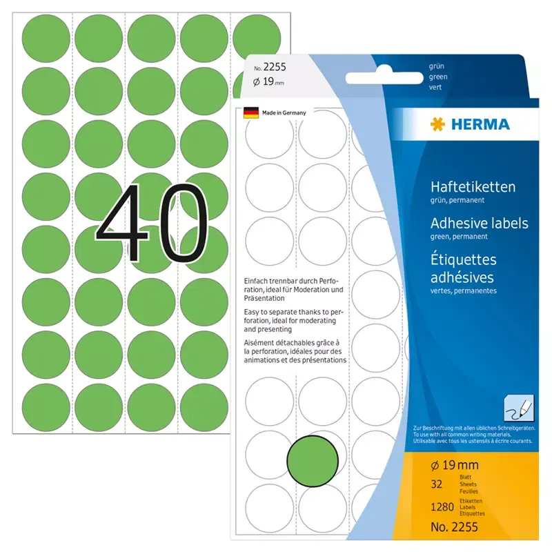 HERMA étiquettes multi-usage - diamètre: 19 mm - vert