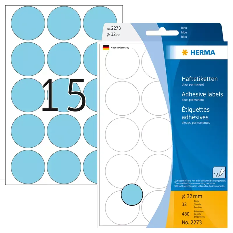 HERMA étiquettes multi-usage - diamètre: 32 mm - bleu