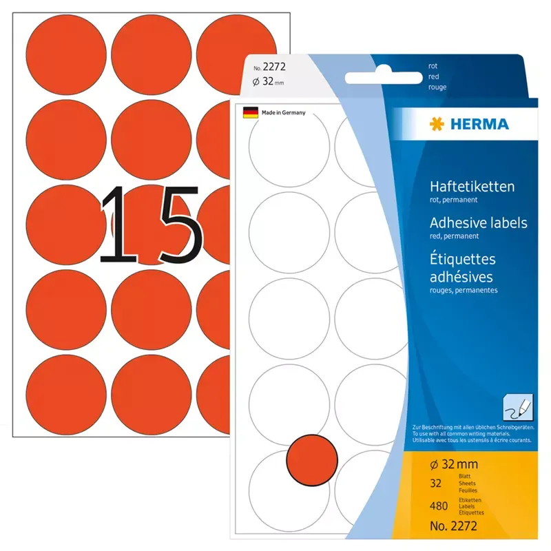 HERMA étiquettes multi-usage - diamètre: 32 mm - rouge