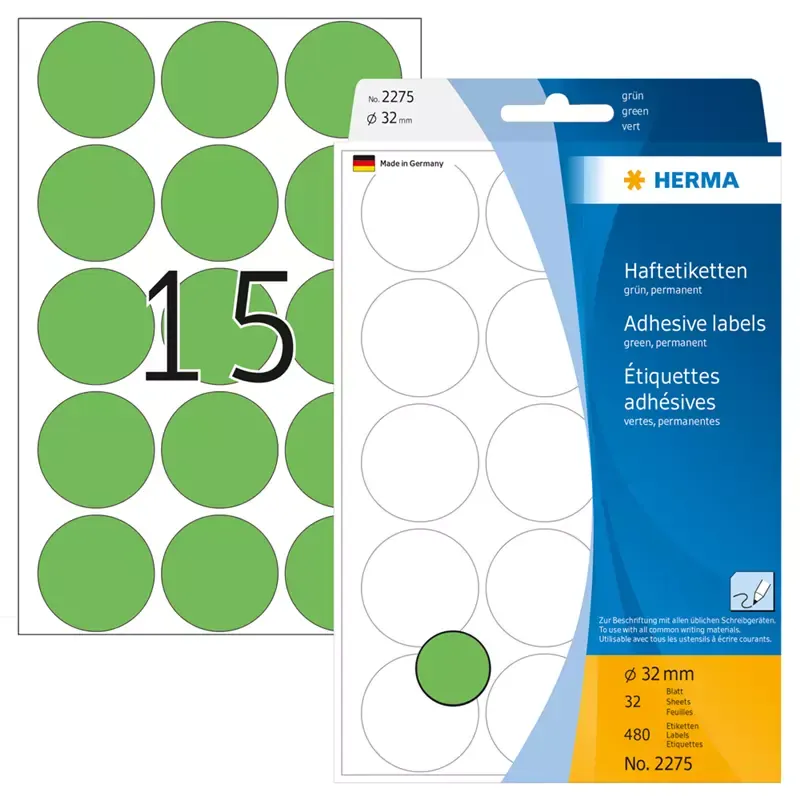 HERMA étiquettes multi-usage - diamètre: 32 mm - vert