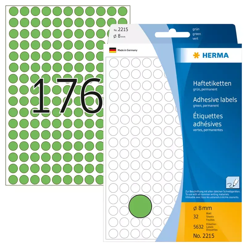 HERMA étiquettes multi-usage - diamètre: 8 mm - vert