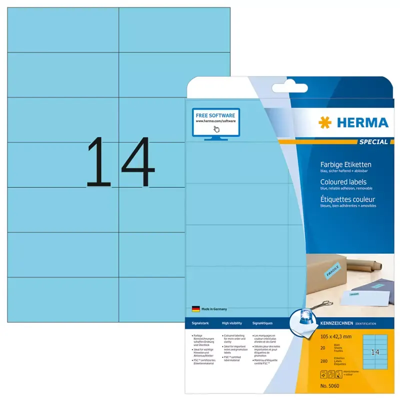 HERMA étiquettes SuperPrint - 105 x 42 -3 mm - sans bord - bleu