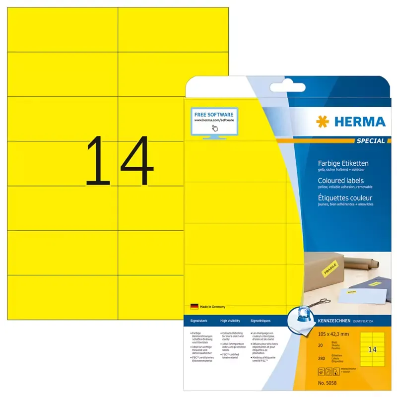 HERMA étiquettes SuperPrint - 105 x 42 -3 mm - sans bord - jaune