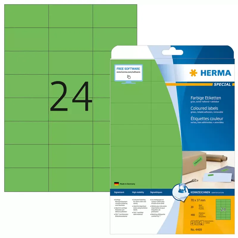 HERMA étiquettes SuperPrint - 70 x 37 mm - sans bord - vert