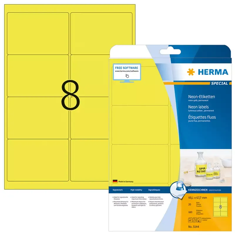 HERMA étiquettes SuperPrint - 99 -1 x 67 -7 mm - jaune néon