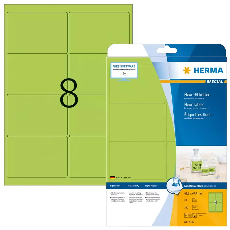 HERMA étiquettes SuperPrint - 99 -1 x 67 -7 mm - vert néon