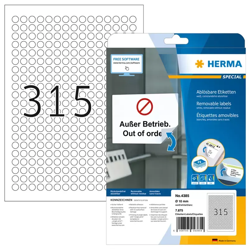 HERMA étiquettes SuperPrint - diamètre 10 mm - détachables