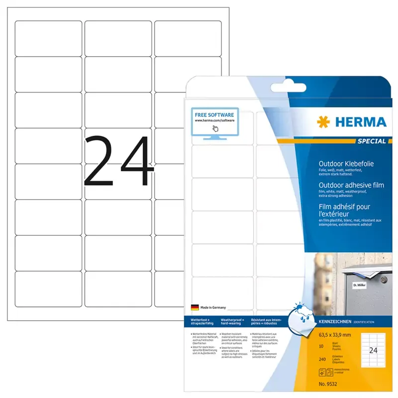 HERMA Outdoor film - autocollant - 63,5 x 33,9 mm - blanc