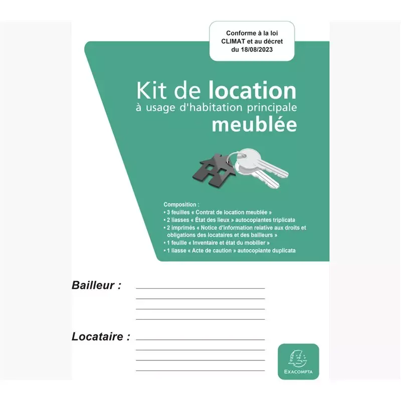 Kit de location meublée Exacompta – Dossier complet conforme loi Climat