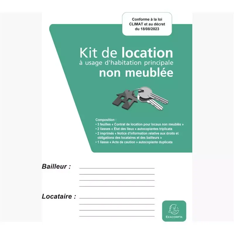 Kit Location Non Meublée Exacompta - Conforme Loi Climat 2023