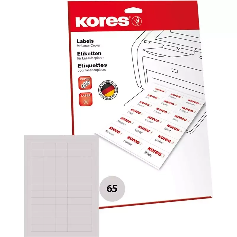 Kores étiquettes universelles - 38 x 21,2 mm - blanches -