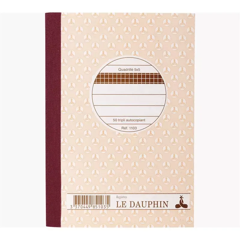Le Dauphin - Manifold autocopiant quadrillé 5x5 - Format A6 (148x105 mm) - 50 feuillets tripli