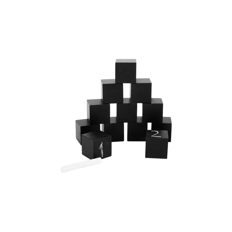 Lot de 12 cubes en bois ardoise - Personnaliser avec une craie