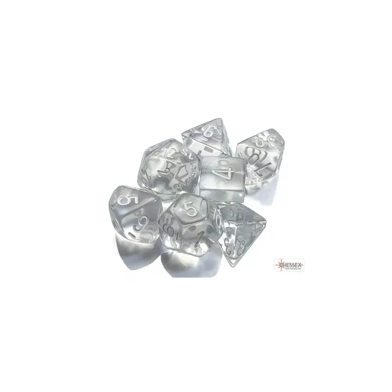 Lot de 7 Dés Transparent Chessex - 10 couleurs disponibles