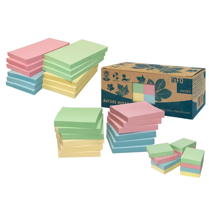 Lots de notes repositionnables Nature Notes, couleurs assorties