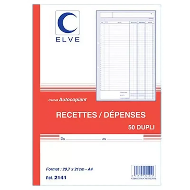 Manifold Elve Recettes / Dépenses A4 dupli, 50 feuillets foliotés