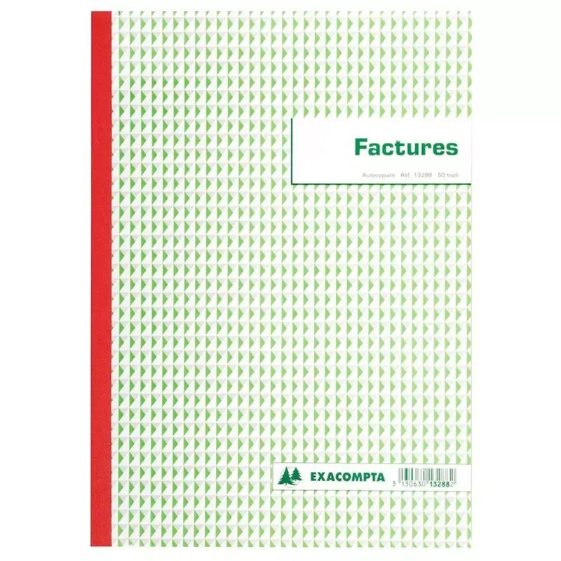 Manifold Factures Exacompta Sans TVA - A4 Tripli 50 Feuillets Autocopiants