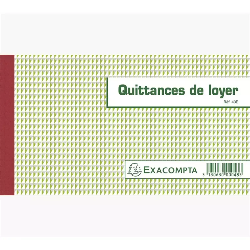 Manifold quittances de loyer 12,5x21 cm - Exacompta 50 feuillets tripli