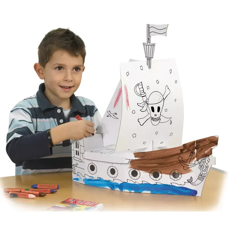 Maquette bateau de pirate à colorier