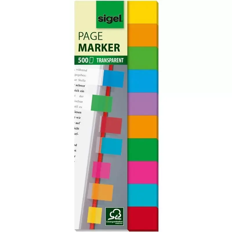 Marque-pages en film multicolor - 44 x 12,5 mm 10 couleurs 500 index