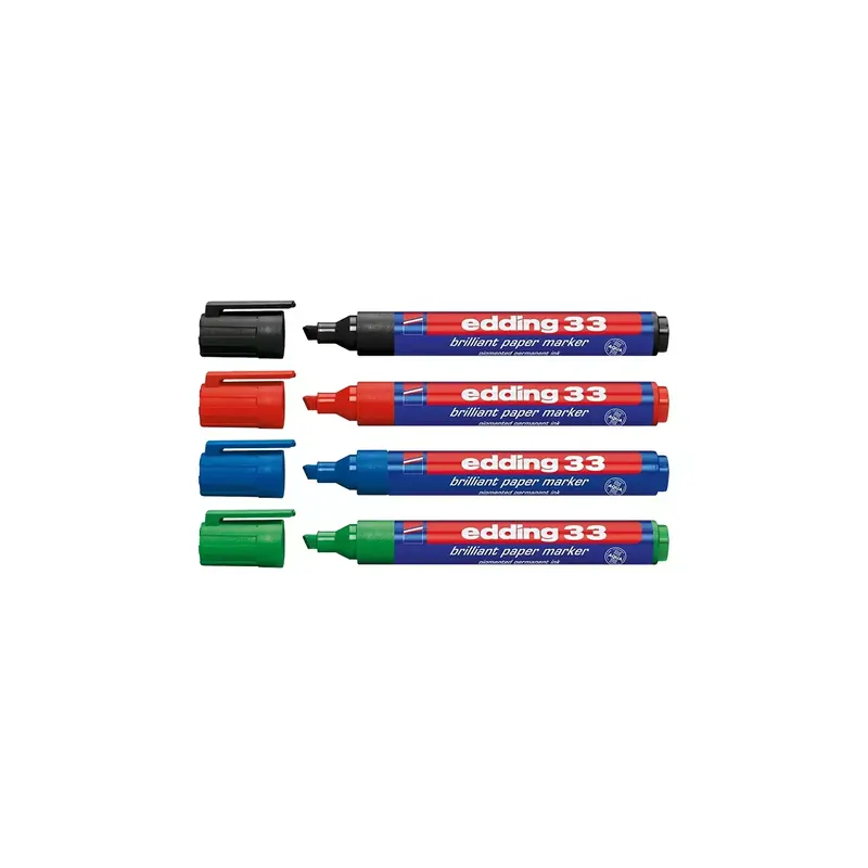 Marqueurs rechargeables Edding 33, assortiment 4 couleurs