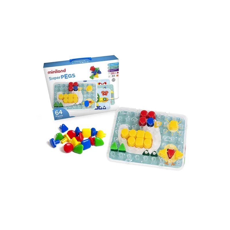 Mosaïque picot géant - Superpegs Miniland - Jeu de Tri et Créativité pour Tout-Petits