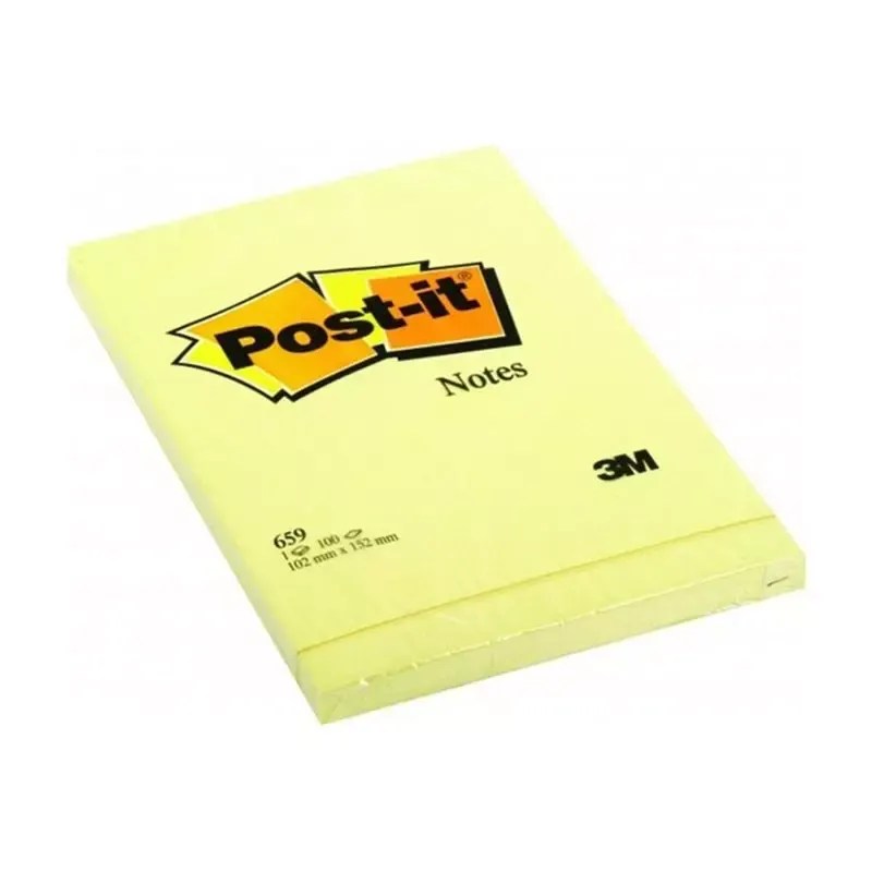 Notes adhésives Post-it 102 x 152 mm jaune, bloc de 100 feuilles