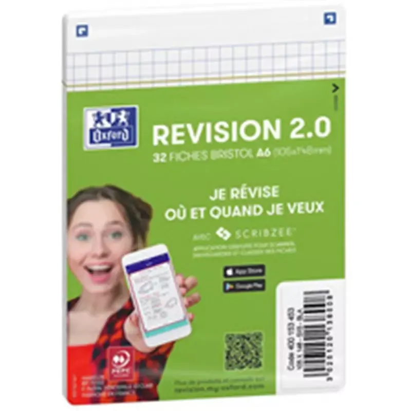 Oxford Fiches bristol REVISION 2.0, A5, blanc