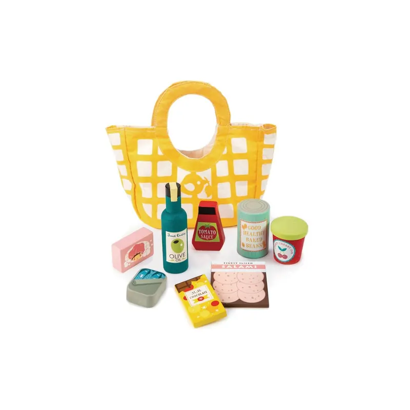 Panier de courses avec aliments - Jouet en bois réaliste de marchande Tender Leaf