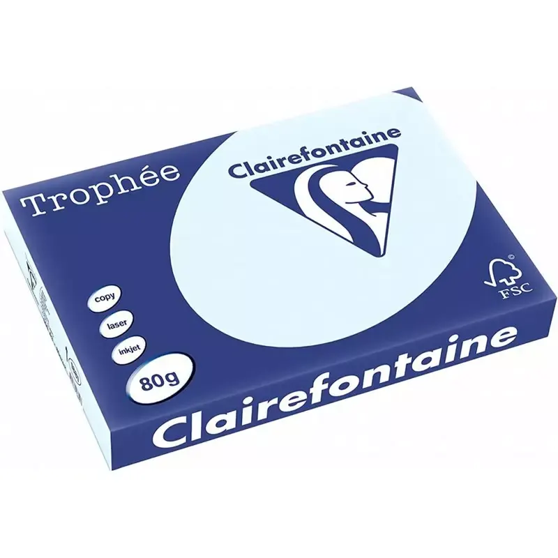 Papier couleur Clairefontaine Trophée A3 80 g/m2, bleu (ramette de 500 feuilles)