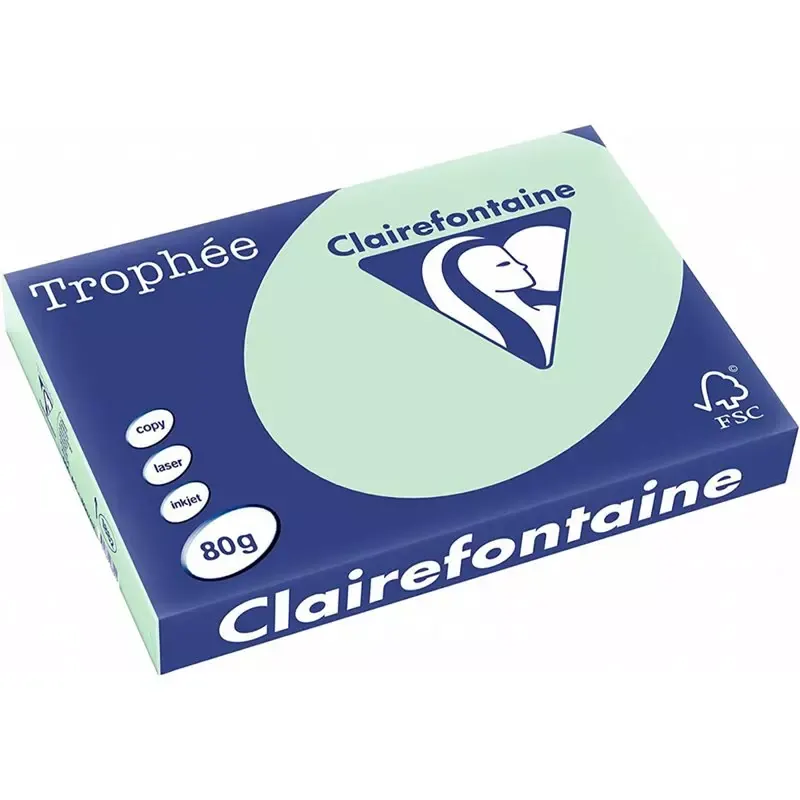 Papier couleur Clairefontaine Trophée A3 80 g vert clair (ramette de 500 feuilles)