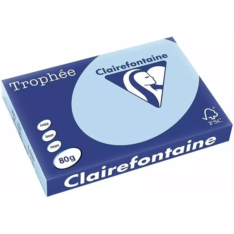 Papier couleur Clairefontaine Trophée A4 80 g/m² bleu clair (ramette de 500 feuilles)